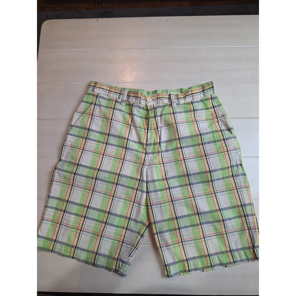 Lacoste Plaid Chino Flat Front Short Mens Size 34